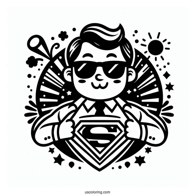 Super Dad In Shield Symbol Coloring Page For Kids
