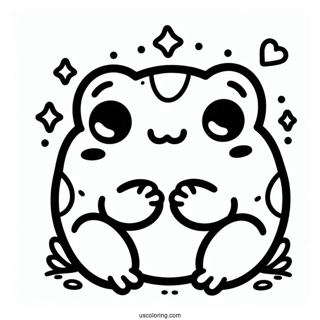 Cute Kawaii Frog Coloring Sheet
