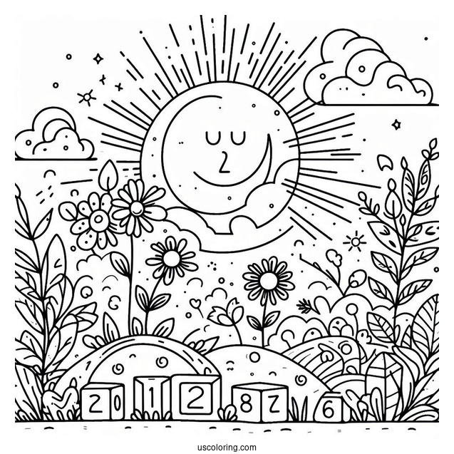 Numberblocks Coloring Page12 Under The Sun