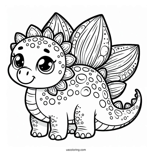 Adorable Stegosaurus Coloring Page With Large Eyes For Preschoolers