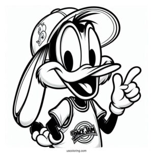 Daffy Duck Wearing Tune Squad Jersey