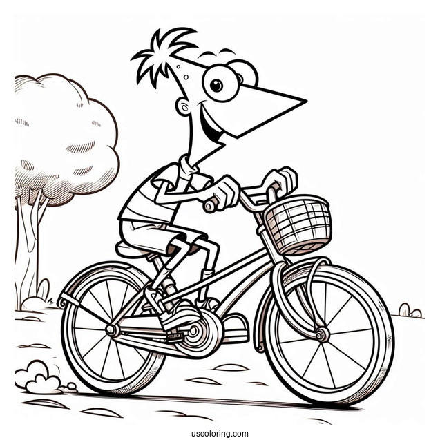 Phineas And Ferb Coloring Page Ride A Bicycle