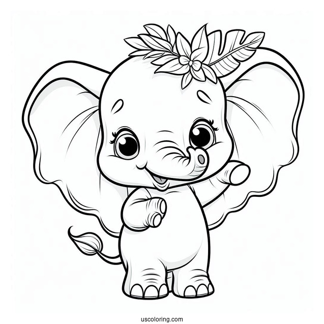 Dumbo The Elephant With Big Ears Coloring Sheet