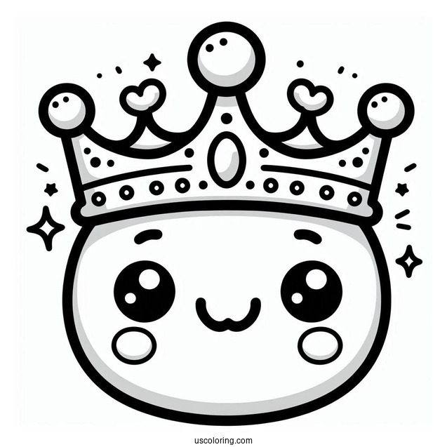 Cute Smiling Cartoon Crown Coloring Page For Preschoolers