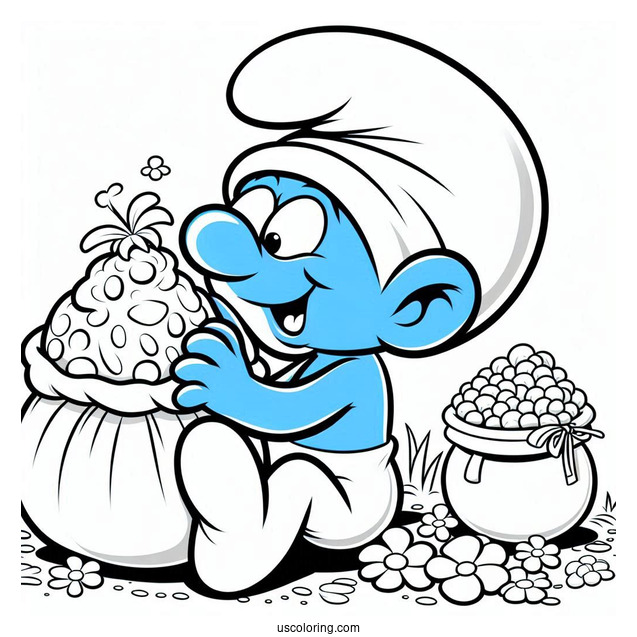 Schleich Greedy Smurf Coloring Page
