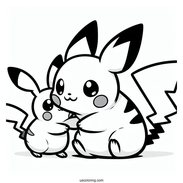 Pichu Coloring Page With Pikachu And Raichu