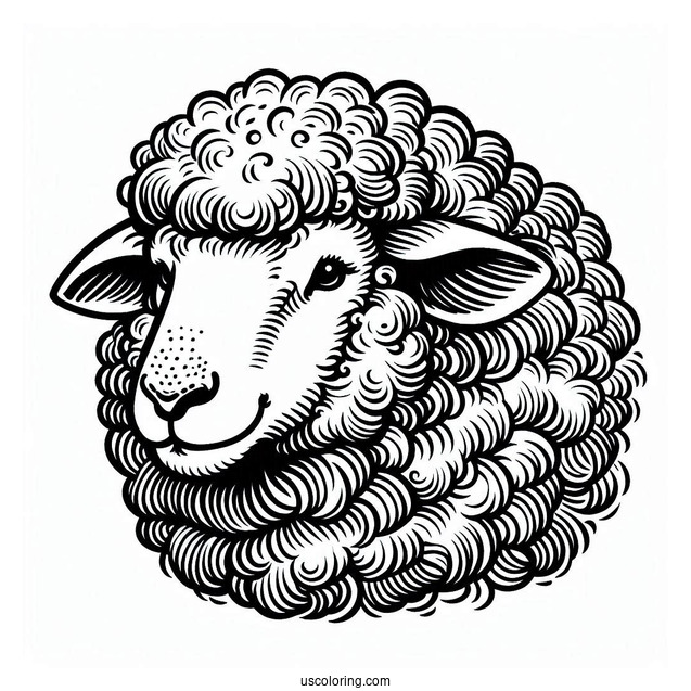Shaggy Sheep Face Coloring Page