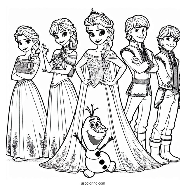 Elsa, Anna, Sven, Olaf, And Kristoff