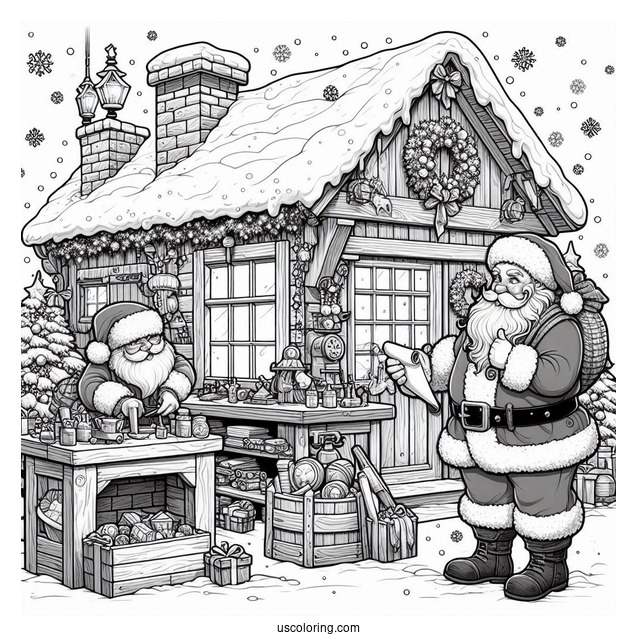 Realistic Santa_s Workshop To Color