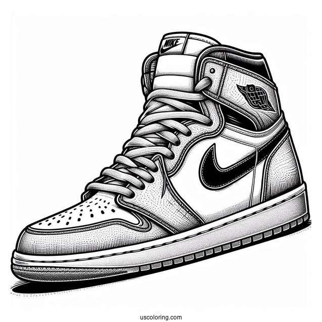 Nike Coloring Page Of Detailed Air Jordan 1