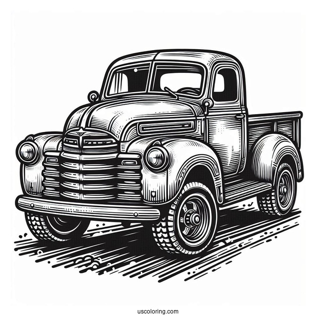 Vintage Pick Up Truck Coloring Page