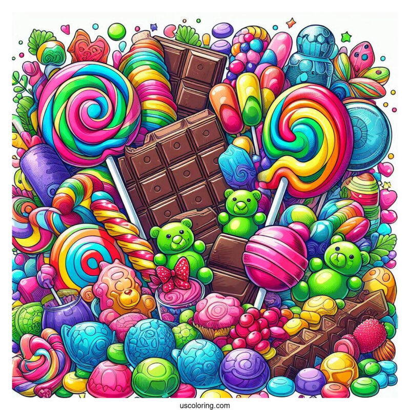 candy feature image coloring pages