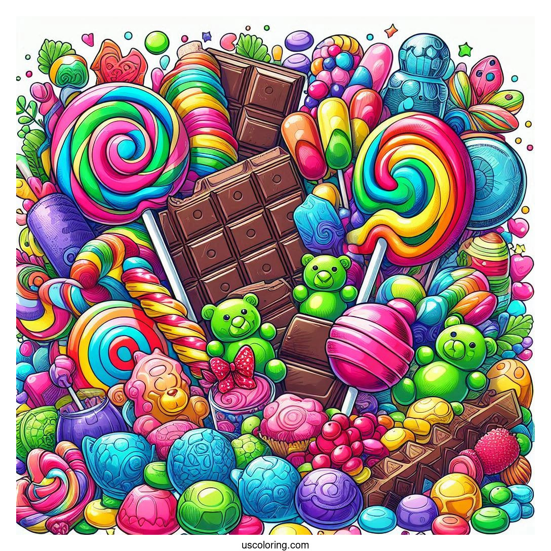 candy feature image coloring pages