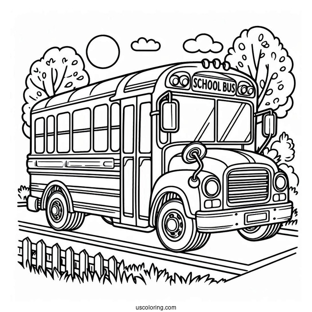 Easy School Bus Coloring Page For Kids