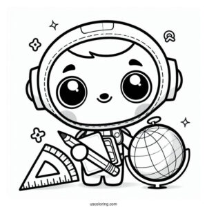 Octonauts Coloring Page Of Inkling Holding Book, Pencil, Protractor And Globe