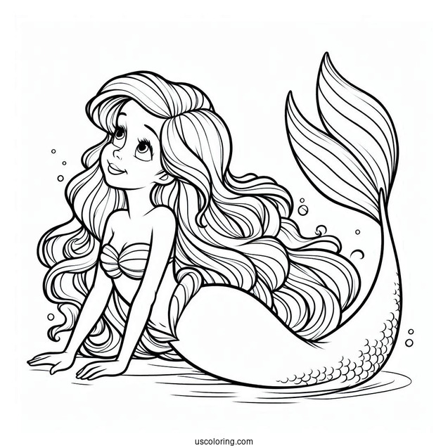 Iconic Little Mermaid Ariel Pose Coloring Page