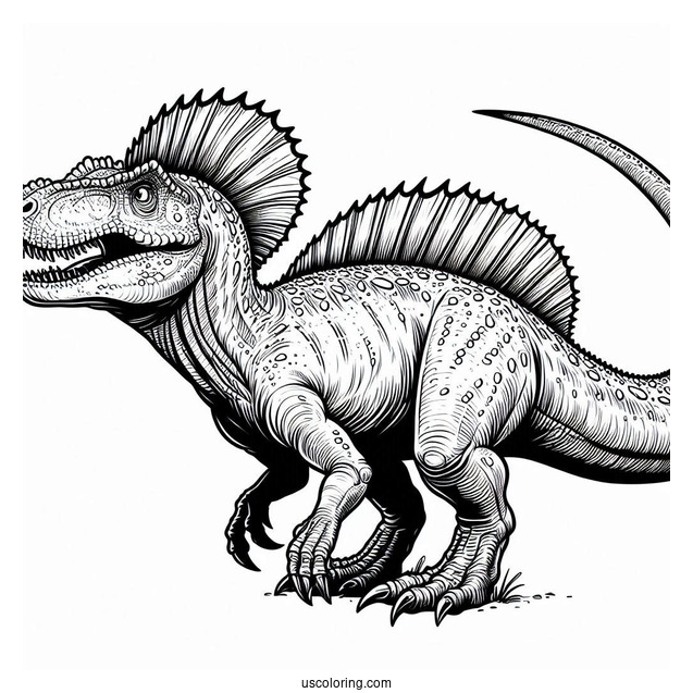 Side View Of Spinosaurus Coloring Page With Sharp Teeth And Claws