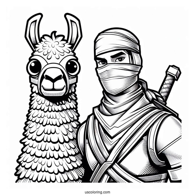 Fortnite Ninja With Llama Coloring In