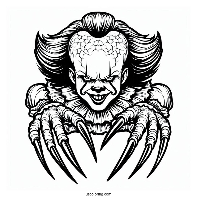 Pennywise With Sharp Claws Coloring Page