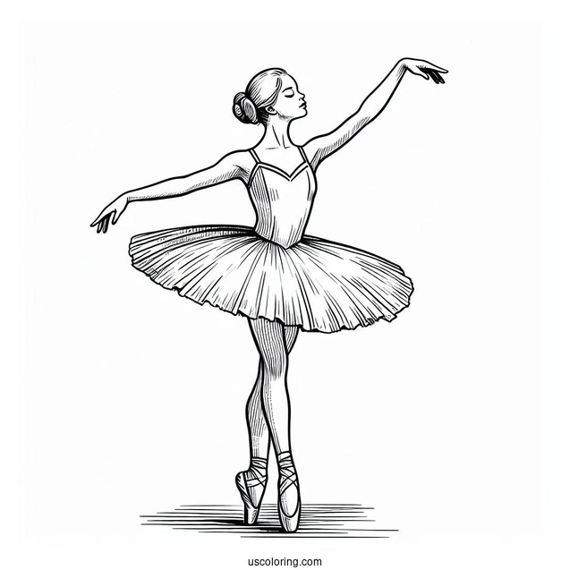 Ballerina Standing On Toes To Color