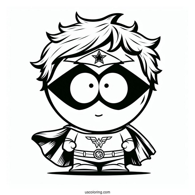South Park Coloring Page Of Cute Wonder Tweek In Superhero Costume