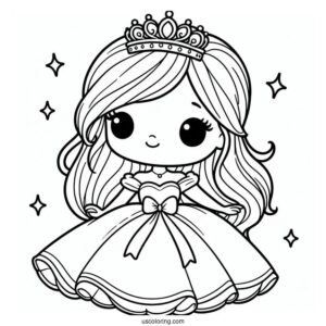 Coloring Page Of Princess Wearing Crown For Kids