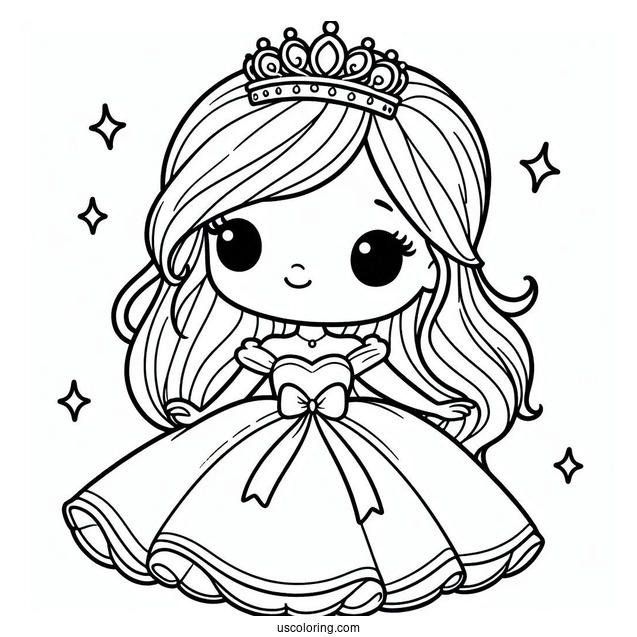 Coloring Page Of Princess Wearing Crown For Kids
