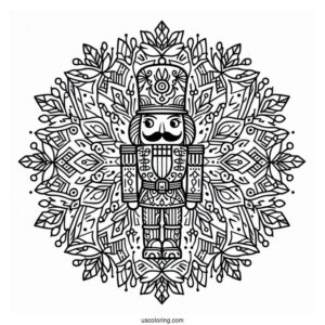 Nutcracker Coloring Page Inside A Snowflake Mandala