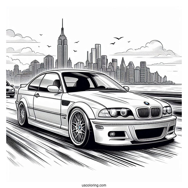 BMW Coloring Page E46 M3 On The Road