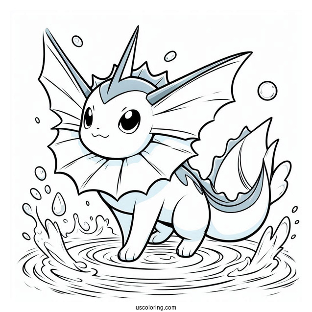 Coloring Sheet Of Vaporeon On Water