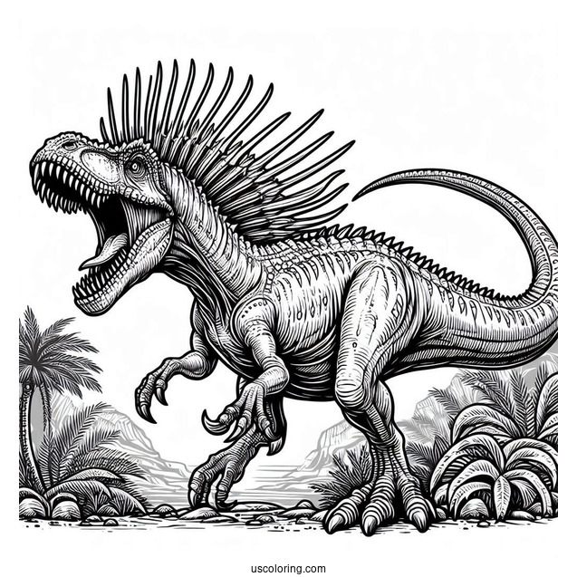 Scary Spinosaurus Coloring Page Roaring