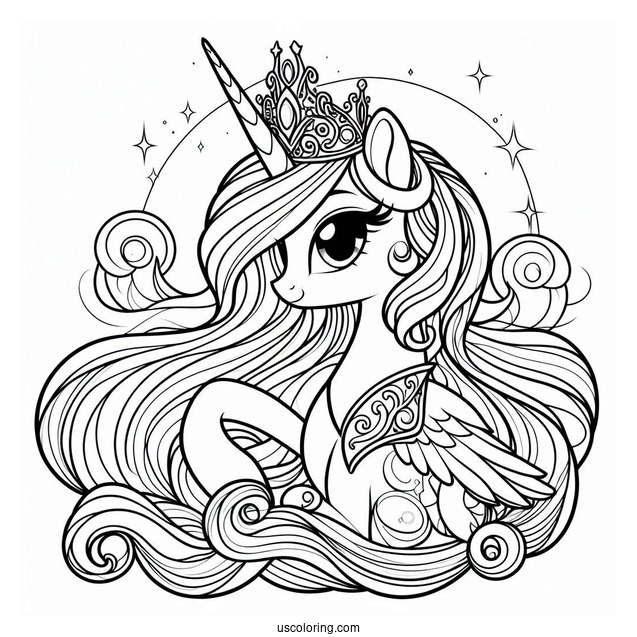 Elegant Princess Celestia Coloring Page With Crown