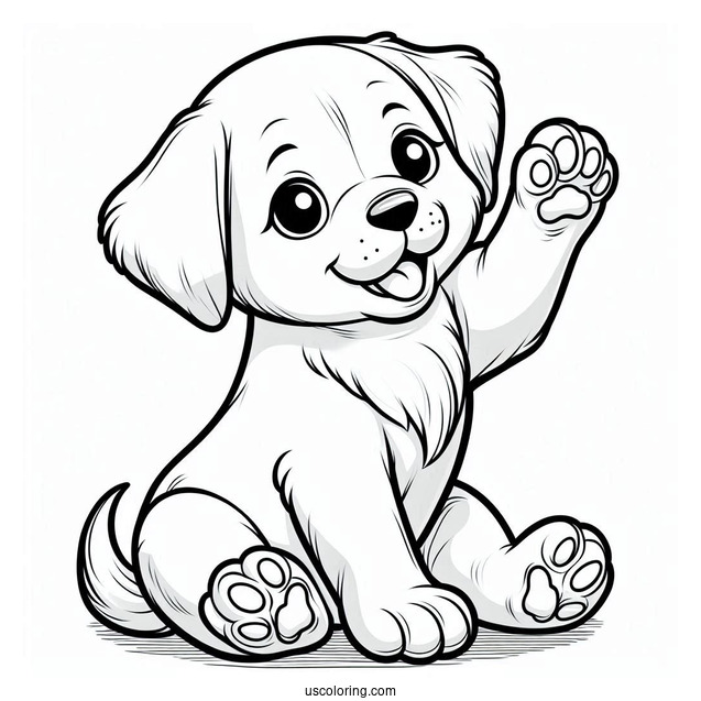 Puppy Raising Paw Coloring In