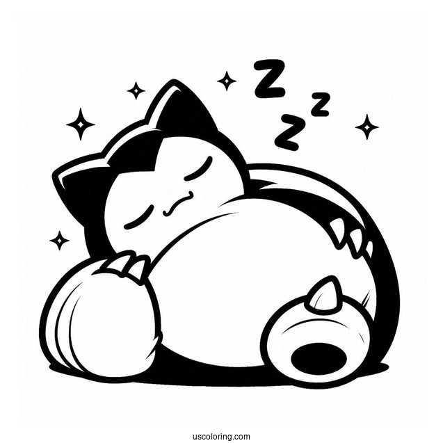 Easy Sleeping Snorlax Coloring Page