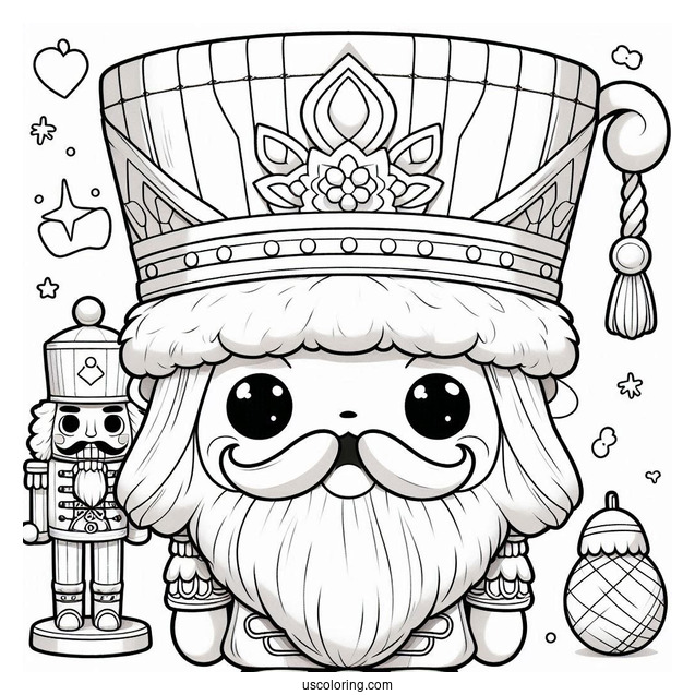 Chibi Nutcracker Coloring Page With A Large Hat And Long Beard For Preschoolers