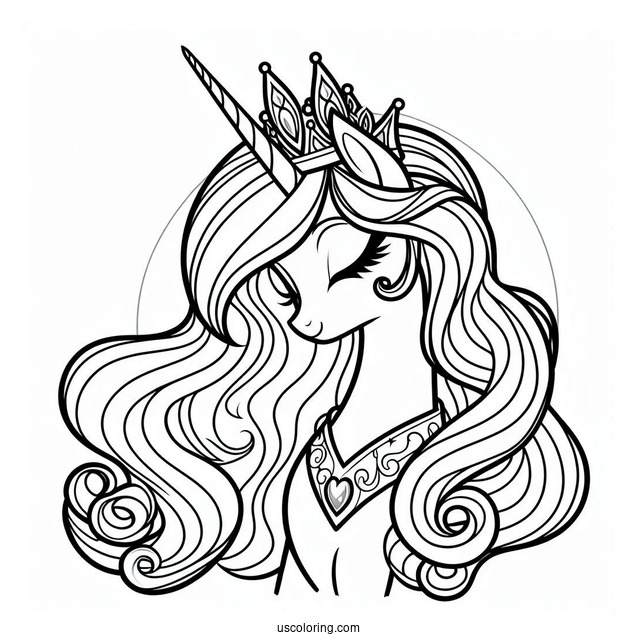 Elegant Princess Celestia Coloring Page With Crown