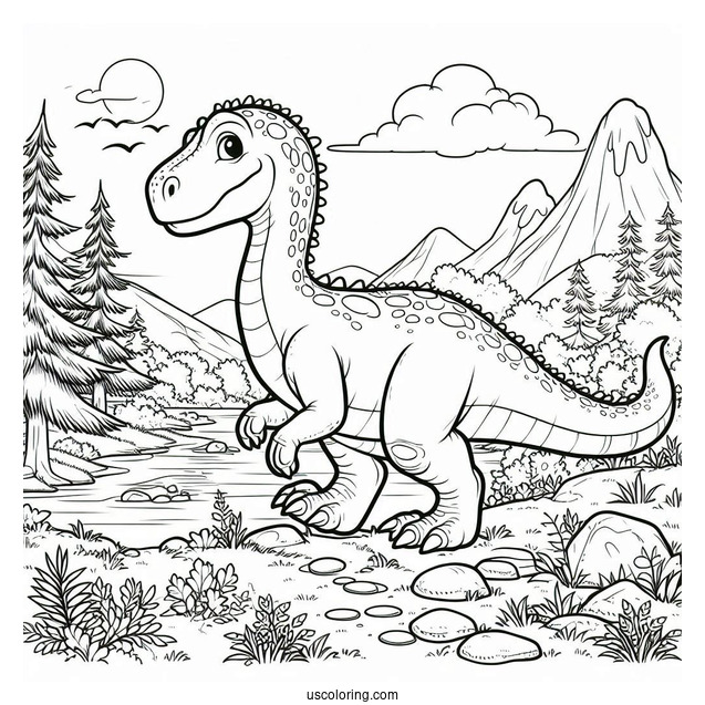 Dinosaur Coloring Page Of Ouranosaurus Strolling In Nature