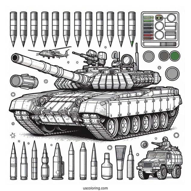 Realistic T-90M Russian Tank Coloring In