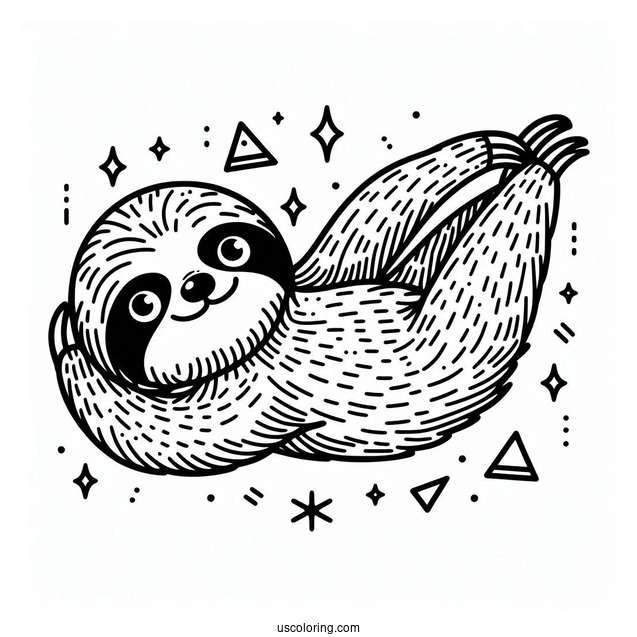 Sloth Stretched Out With Triangles