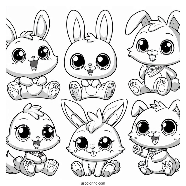 Sunny Bunnies With Hopper, Shiny, Iris, Big Boo, Turbo, And Gray Wolf