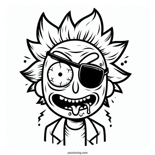 Rick and Morty Coloring Page Of Evil Morty with Eye Patch For Kids