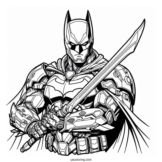 Coloring Sheet Of Batman In Armored Batsuit