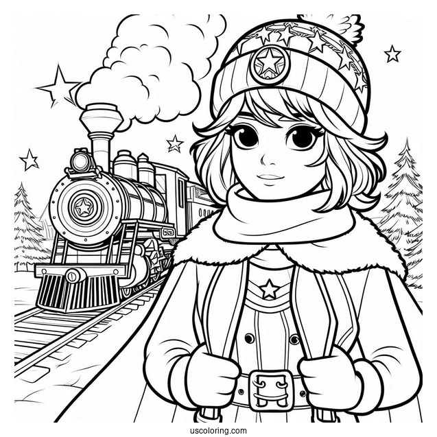 Polar Express Coloring Page Of Hero Girl For Kids