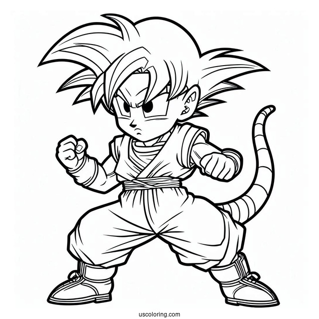 Dragon Ball Z Coloring Page Of Kid Trunks Ready to Fight For Kids