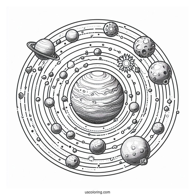Solar System Map With Asteroid Belt Coloring Page
