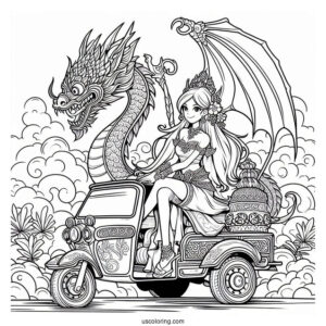 Raya Sitting On Top Of Tuk Tuk With Her Sword