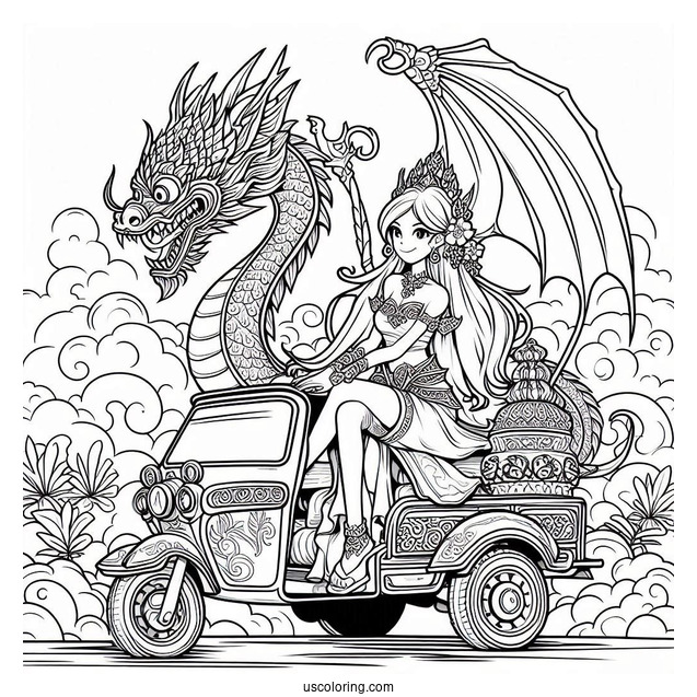 Raya Sitting On Top Of Tuk Tuk With Her Sword