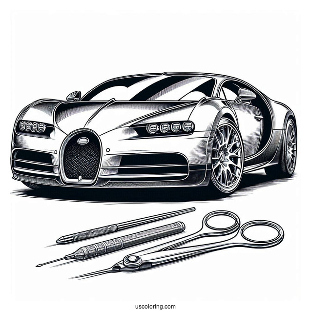 Realistic Bugatti Coloring Page Divo
