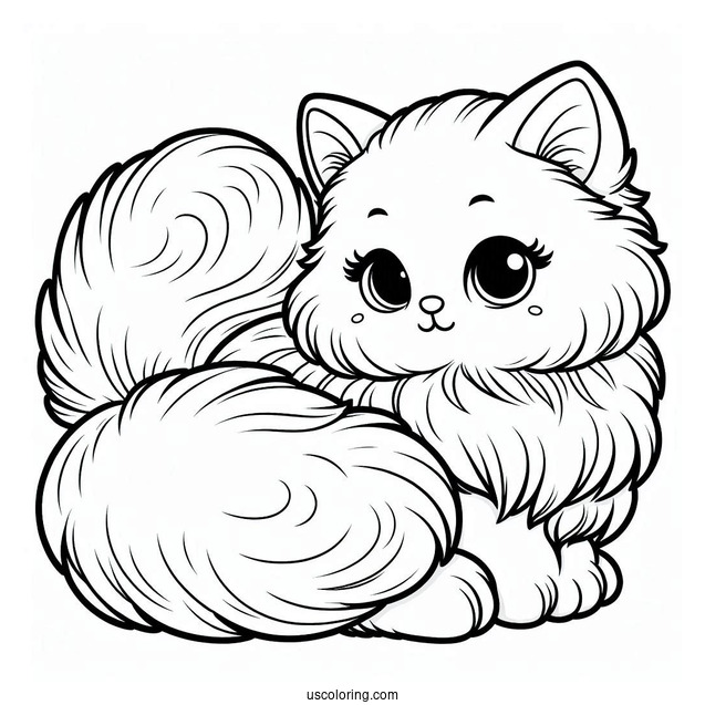 Coloring Page Of Furry Cat