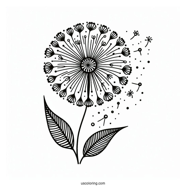 Elegant Dandelion Pattern Coloring Page